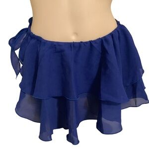 Zuliana blue double ruffle tie skirt size small Made in USA New